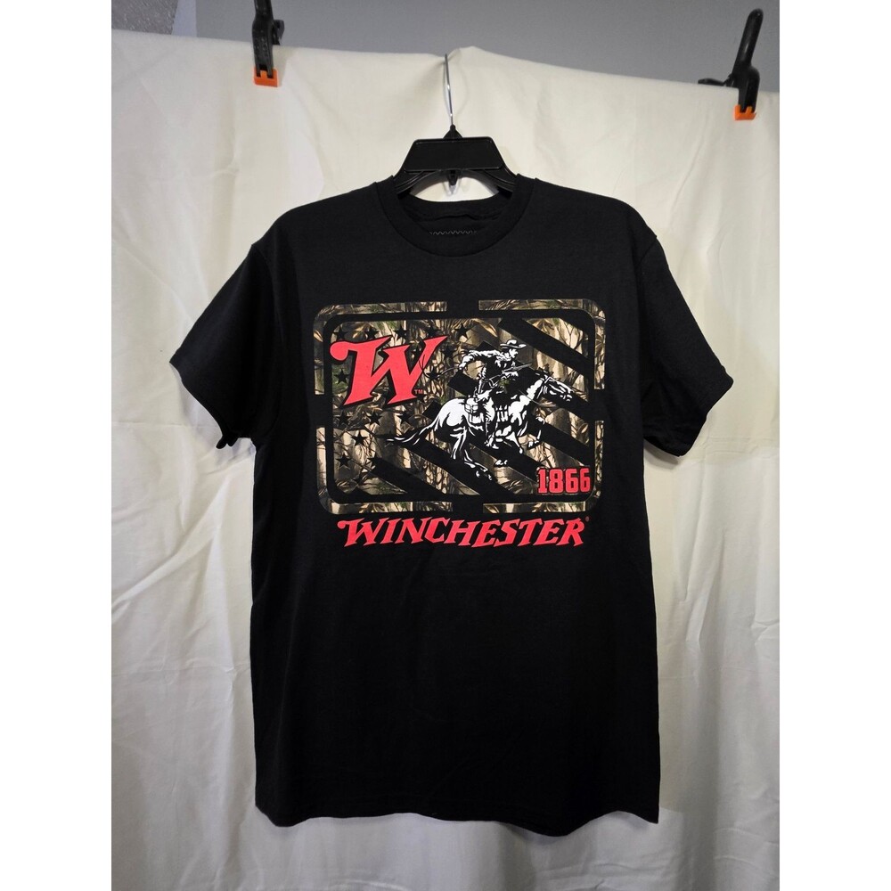 Winchester 1866 Logo Men's Black Graphic T-Shirt M 100% Cotton